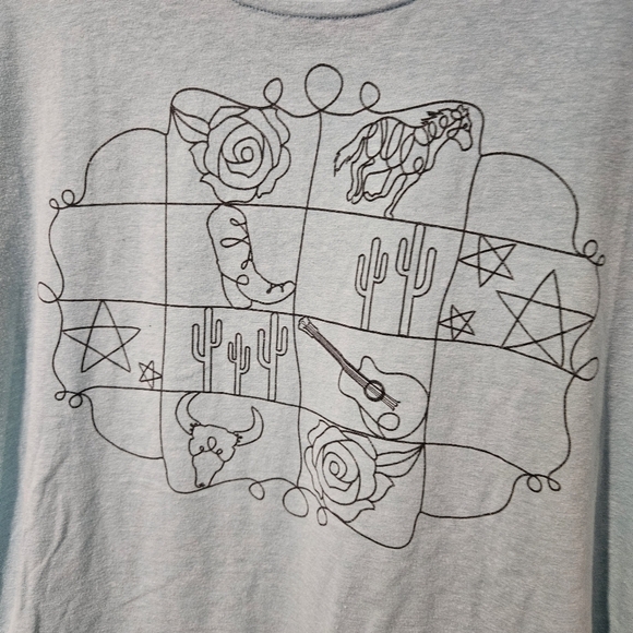 Cruel Denim Women's XS Light Blue Short Sleeve Graphic Tee Western Wire Cowgirl - Picture 2 of 7